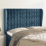 VidaXL Tăblie pat cu urechi albastru &icirc;nchis 147x23x118/128 cm catifea