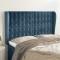 vidaXL Tăblie pat cu urechi albastru &icirc;nchis 147x23x118/128 cm catifea 3118442