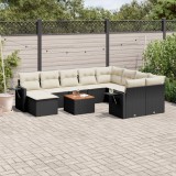 Gossi set canapele de gradina cu perne, 11 piese, negru, poliratan