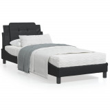 VidaXL Cadru de pat cu lumini LED, negru, 90x200 cm, piele ecologică