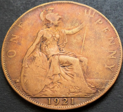 Moneda istorica 1 (ONE) PENNY- MAREA BRITANIE, anul 1921 * cod 4084 foto