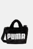 Puma geantă Up Faux Fur Mini culoarea negru, 91713