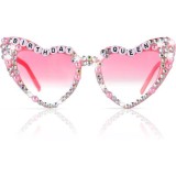 Ochelari decorativi, flippy, model birthday queen, cu diamante, pentru aniversari, din pc, 15.3 x 5.7 x 14.5 cm, roz