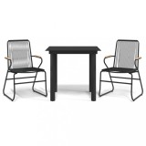 Cumpara ieftin Set cu masa pentru gradina, 3 piese, PVC negru, ratan