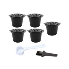 Set 5 capsule cafea, reutilizabile, compatibile cu Nespresso, negru