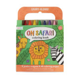 Set carte de colorat si creioane colorate, 3 ani+, Safari, Ooly