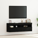 VidaXL Dulap TV de perete cu LED, 2 buc., stejar negru, 60x30x40 cm