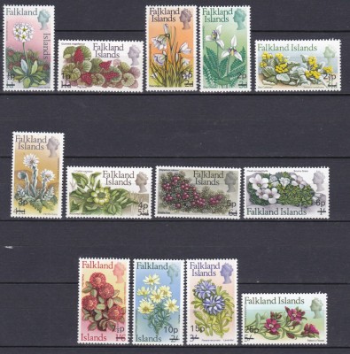 DB1 Colonii QE II Flora Flori Ins. Falkland supratipare 1971 13 v. MNH foto