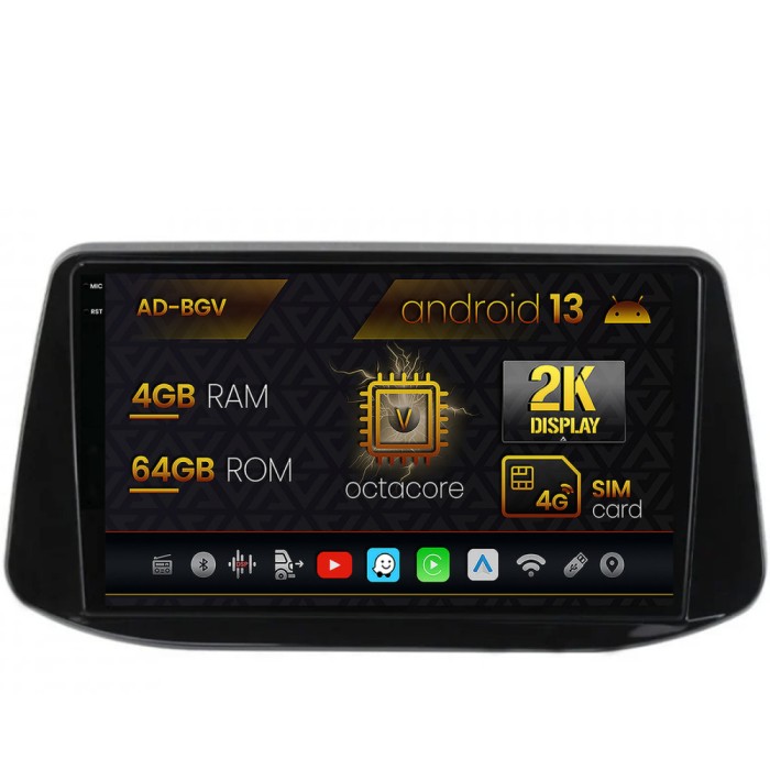 Navigatie Hyundai I30 (2017-Prezent), Android 13, V-Octacore 4GB RAM + 64GB ROM, 9.5 Inch - AD-BGV9004+AD-BGRKIT202