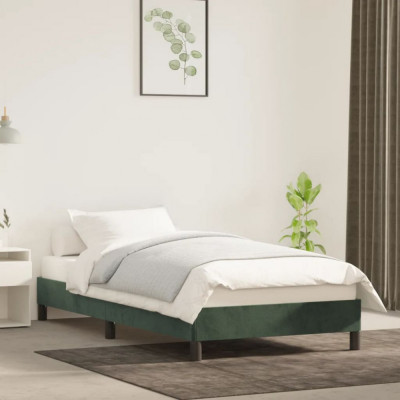 vidaXL Cadru de pat, verde &amp;icirc;nchis, 90x190 cm, catifea foto