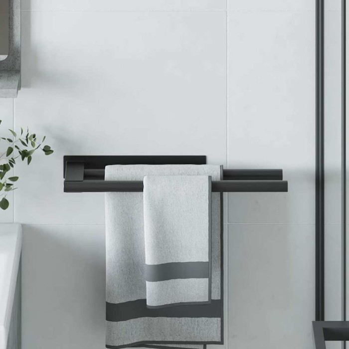 vidaXL Suport pentru prosoape Negru 40 x 9 x 4 cm Oțel inoxidabil