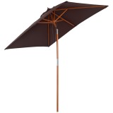 Outsunny Umbrelă de Grădină &Icirc;nclinabilă cu Sistem cu Șnur și Orificiu de Ventilație, 200x150x235 cm, Cafeniu | Aosom Romania