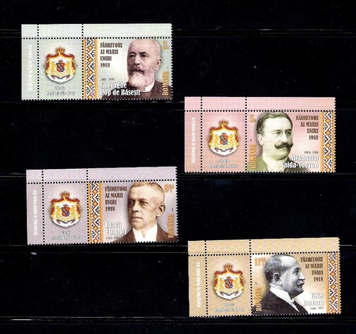 ROMANIA 2018 - FAURITORI AI MARII UNIRI - II, VINIETA 1, MNH - LP 2212b