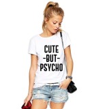 Tricou dama alb - Cute But PSYCHO - XL