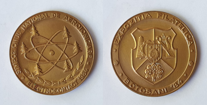 AEROIONIZARE simpozion national - Electrocontact , placheta RSR, Medalie 1984