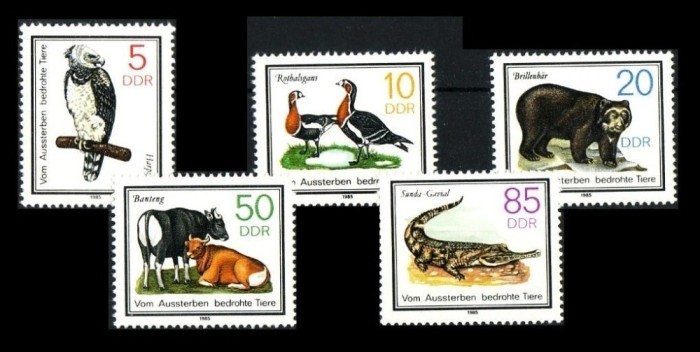 DDR 1985 - Fauna protejata, animale, serie neuzata