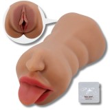 Masturbator Papusa Sexuala Realista, Dublu Canal Texturat, Vagin si Oral, Design Ergonomic, pentru Barbati, Placere si Erectie mai Intensa, din Silico