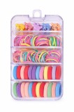 Cumpara ieftin Set accesorii par copii cu cutie organizator, 26 elastice textile 2 cm, 80 elastice cauciuc multicolore si 5 cleme printesa 0.8 cm