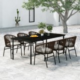 VidaXL Set de mobilier pentru grădină, 7 piese, maro