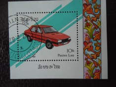 Laos-Masini-bloc stampilat foto