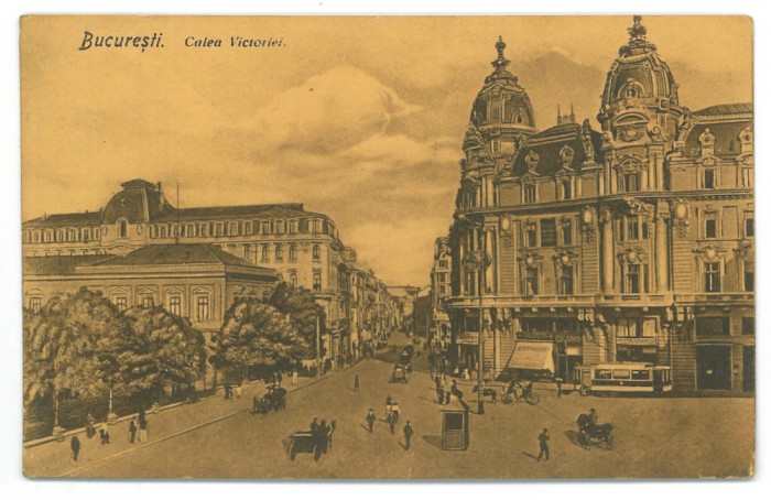 5367 - BUCURESTI, Victoriei Ave. tramway, Romania - old postcard - unused
