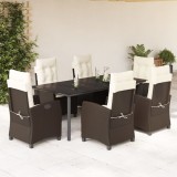 VidaXL Set mobilier de grădină cu perne, 7 piese, maro, poliratan