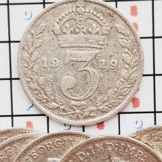 1252 Marea Britanie UK Anglia 3 pence 1919 George V (1st issue) km 813 argint