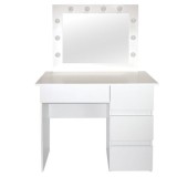 Masa de toaleta/machiaj, Irina, alba, cu oglinda si LED-uri, 94x43x141 cm GartenVIP DiyLine