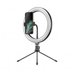 Lampa circulara Selfie Ring Light Apexel APL-FL10JJ13Y, diametru 26cm, cu tripod/trepied mini si suport telefon