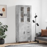vidaXL Dulap &icirc;nalt, gri beton, 69,5x34x180, lemn compozit