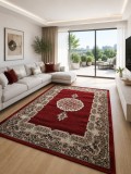Covor Clasic Queen 12165 Marime 50 x 80 cm, Rosu, Grena, Inaltime Fir 7.5 mm, Antialergic, Polipropilena, Living, Dormitor, Sufragerie, Birou