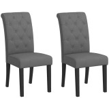 HOMCOM Lot de 2 scaune de Masă Scaun de Bucătărie Confortabil Picioare din Lemn Lin 47 x 61 x 101 cm gri &icirc;nchis | Aosom Romania
