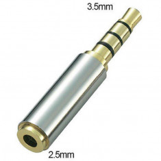 Mufa Adaptor audio 4pini Jack 2.5mm Mama la 3.5mm Tata, Active, calitate deosebita, contacte aurite, aliaj