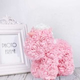 Aranjament floral din spuma, tip unicorn, lucrat manual, dimensiune 40 cm, roz