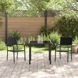 vidaXL Set de masă pentru grădină 3 pcs Negru Rattan poli