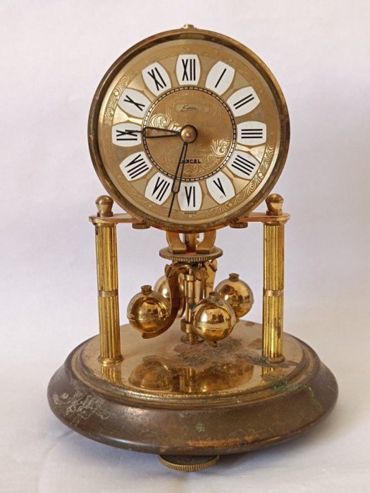 Magnific Mini Ceas glob de Șemineu, Kern Lancel Paris, 400 de Zile, 16 cm, Rar