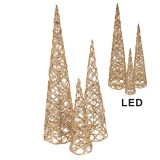 Cumpara ieftin Set 3 Brazi cu led Craciun auriu (3) &Oslash; 20x80/16x60/13x40 cm