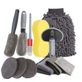 Set 12 Accesorii pentru Curatare Auto, Interior si Exterior, Curatare Jante, Cauciucuri, Gri