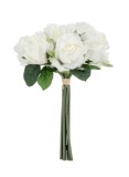 Cumpara ieftin Buchet Trandafiri artificiali albi verzi &Oslash;22x28h