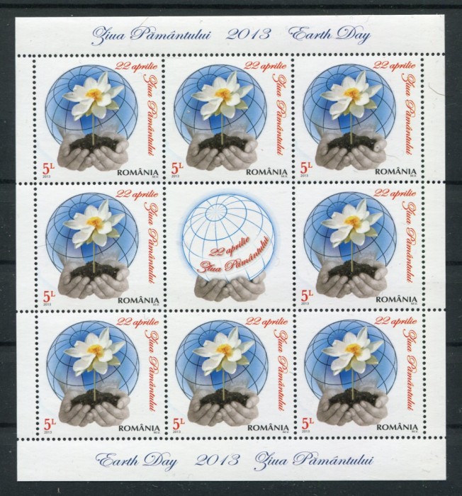 2013 , Lp 1977b , Ziua Pamantului , minicoala 8 timbre +1 vinieta - MNH