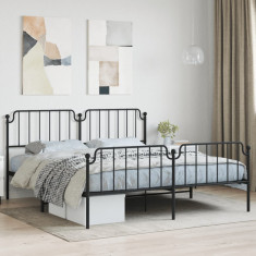 vidaXL Cadru pat metalic cu tăblie de cap/picioare , negru, 160x200 cm