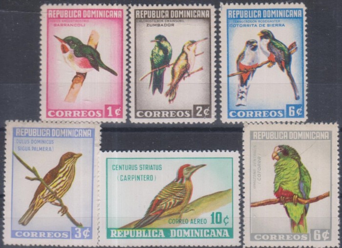 Timbre cu păsări din Rep. Dominicană