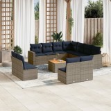 Gossi set mobilier de gradina cu perne, 12 piese, gri, poliratan