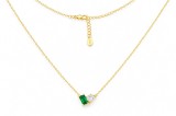 Cumpara ieftin Lantisor din argint 925 placat cu aur cu cristal baguette verde Smarald si Inima stralucitoare