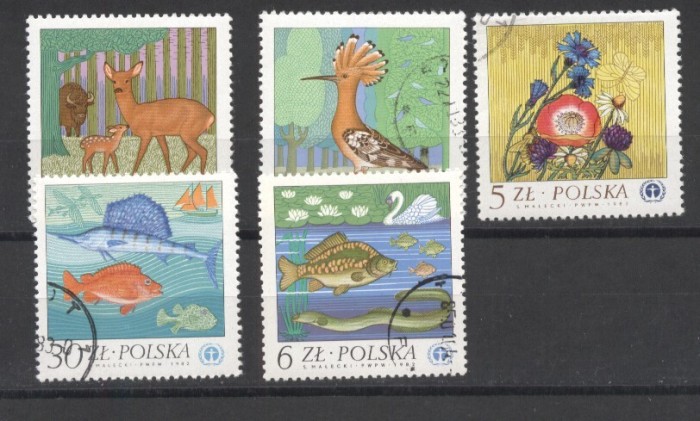 Poland 1983 Animals, birds, flowers, fish, used G.273