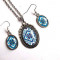 Set bijuterii sticla cu model traditional pe albastru, 31899