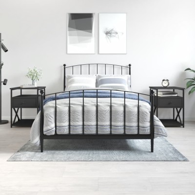 vidaXL Noptiere, 2 buc., negru, 40x42x55 cm, lemn prelucrat 826074 foto