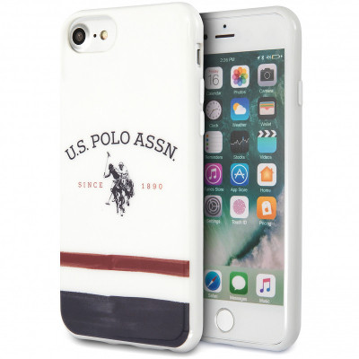 Husa TPU U.S. Polo Tricolore pentru Apple iPhone 8 / Apple iPhone SE (2020), Alba USHCI8PCSTRB foto