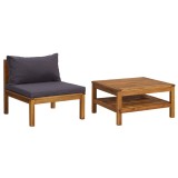 Cumpara ieftin Set canapea de gradina, 2 piese, perne gri inchis, lemn acacia