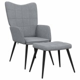 VidaXL Scaun de relaxare cu taburet, gri deschis, 62x68,5x96 cm textil